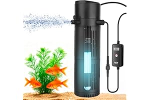 BAITAI 1200L/H UV Fish Tanks Filter with Timer,5-in-1 Internal Aquarium Filter with Aeration & Spray Bar for Freshwater & Saltwater, 120-400L Tanks