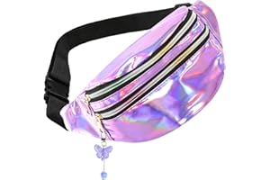 FASBET Marsupio con Decorazione a Farfalla, Elegante Hipbag per Ragazzi e Bambini, Colorato da Donna, Viola - 30 x 12 x 13 cm, Alla