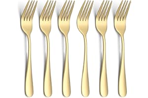 Evanda 14cm złote widelce deserowe 6 szks, zestaw widelców do ciasta ze stali nierdzewnej, mini widelce do ciasta, widelce do przystawek do domu, wesela, imprezy, kawiarni, kawiarni, itp.