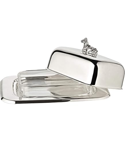 Boîte à Beurre Canard Edzard 250g – Argenté Poli Brillant Avec Couteau Et Verre, 18x13x8 Cm