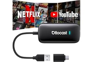 OTTOCAST Play2Video Ultra 2025, CarPlay e Android Auto Wireless con YouTube/Netflix/Prime Video, Plug & Play, AI Box da 4 GB + 32 GB per Veicoli con CarPlay Cablato dal 2016