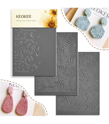 KEOKER - Moldes de arcilla polimérica para flores, 4 moldes de arcilla