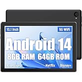 Whitedeer Tablet 10 Pulgadas Android Tablet 8GB RAM + 64GB ROM (hasta 1TB TF), Pantalla IPS HD 1280x800, C&aacute;mara Dual 8MP + 5M