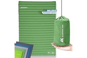 NORDMUT® Samopompująca się karimata dla 2 osób – materac outdoorowy 10 cm, bardzo wygodny – materac dmuchany, samopompujący dla dziecinnie prostego pompowania, odporny na warunki atmosferyczne materac