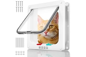 Ziamzra Chatiere per gatti Grande Chatiere - Blocco a 4 vie Chatiere Gatto Chatiere per cani, 28 x 25 x 5,5 cm, porta sottile