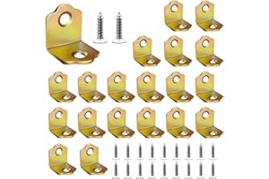 FL HUA 20 Pièces Equerres Metal, Équerre de Fixation 90 Degrés avec Vis, Petite Équerre D'assemblage pour Réparer ou Renforcer des Meubles en Bois (18mm x 19.5mm)