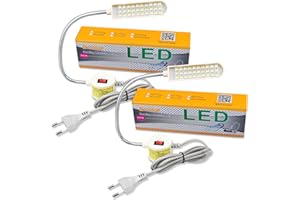 Bonlux 2 pezzi 30 LED 2 W 180 LM Lampada a luce fredda per macchina da cucire, con collo di cigno flessibile, base magnetica di montaggio, luce per lavoro officina, lavori artigianali o manuali