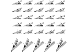 dinghaole 50 Pcs Metal Alligator Clips, Metal Alloy Clip, 3cm/1.2inch Small Metal Clips Christmas Ornaments Accessories, for Christmas Tree Ornament Memo Photo Picture Clips Holder Christmas Crafts