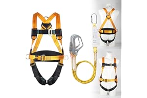 Magicbox Fallschutz Auffanggurt mit Verdickte Lendenwirbelstütze,190cm 150kg für Outdoor Baumklettern Bergsteigen Rettungsdienst Fallschutz Auffanggurt Absturzsicherung Sicherheitsgurt Set
