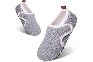 Tolaler Zapatillas Niños Niñas Casa Pantuflas Peluche Antideslizantes Suave Caliente Algodón Cómodo Cierre Adhesivo Invierno Otoño Unisex
