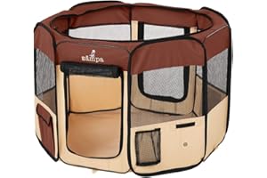 Zampa Pop Up Portable Medium 45"x45"x24" Playpen for Dog and Cat, Foldable | Indoor/Outdoor Pen & Travel Pet Carrier + Carrying Case | (115 * 115 * 60 CM)