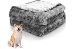 Nobleza Manta Impermeable Perro, Manta Suave de Felpa para Perros, Gatos, L 120 x 100 cm, Reversible, Lavable Mascotas de Fugas para Sofá y Cama, Gris