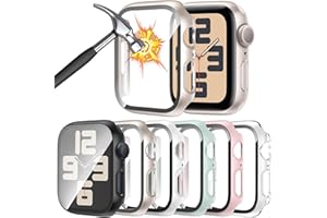 HAANILKYI Pack of 6 Protective Cases with Screen Protector Compatible with Apple Watch SE 2 Series 6 5 4 SE 40 mm, All-Round Ultra Thin PC Hard Case Scratch-Resistant Protective Case for iWatch 40 mm