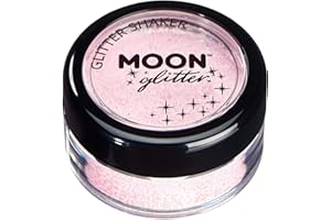 Secoueurs à paillettes pastel par Moon Glitter (Paillette Lune) – 100% de paillettes cosmétique pour le visage, le corps, les ongles, les cheveux et les lèvres - 3g - Rose clair