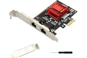 GINTOOYUN Dual Port Gigabit Ethernet Converged PCI-E x1 card,2X RJ45 Gigabit Network Interface Controller Adapter,with 82575EB Chipset for Desktops,work stations,servers, with Low Profile Bracket.