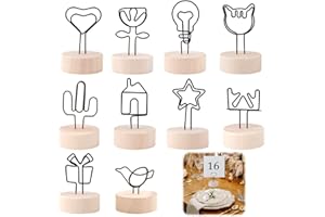 DHISPERARES 10 Pezzi Cubo Base Memo Foto Titolare Carta, Segnaposto Tavolo in Legno, Porta Foto con Mollette, Carta Nota Clip, Foto Memo Clip, Segnaposto Tavolo in Legno per Ristoranti, Matrimonio, Compleanno