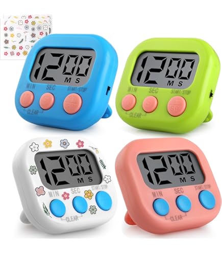 6 Timer Digitali Magnetici Da Cucina - Display LCD Con Cifre Grandi, Conto Alla Rovescia E Cronometro, Allarme Forte, Colori Vari