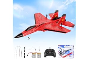 Jradse RC Plane, 2.4 GHz Remote Controlled Aircraft, 2 Start Modes & USB Charging Aircraft Model with 3-Axis Gyro Flight System, LED Night Light and 2 Replacement Propellers for Children (Red)