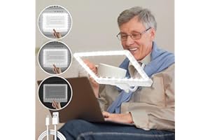 NZQXJXZ 5 x ładowalna lupa bez użycia rąk ze światłem, elastyczna gęsia szyja 23 x 18 cm pełnostronicowa lupa do czytania 43 ultra jasne światło LED do naprawy szyi szycia niskiego wzroku seniorów