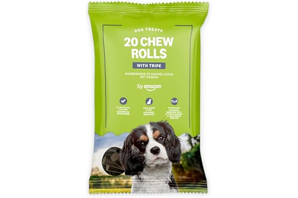 by Amazon - Friandises pour chiens - 20 rouleaux mâcher avec tripes, 200 g