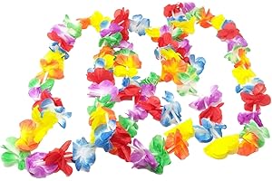 R&F srls 24 COLLANE HAWAIANE Doppio Petalo Collana Hawaiana Fiori Finti Hawaii Feste Festa