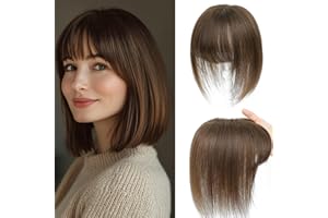 SARO-UP Hair Toppers for Thinning Hair Toppers for Women Real Human HairTopper with Fringe HairPieces for Women with Thinning Swiss Base 10Inch (4#)