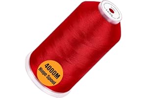 New brothread - Single Huge Spool 4000M/Each Polyester Machine Embroidery Thread 40WT for Commercial and Domestic Machines - Christmas Red
