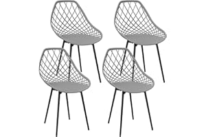 JIJIAN Chaise Salle a Manger Lot de 4,Chaise de Cuisine avec Pieds en Métal,Chaise scandinave,Confortable chaises de Salle à Manger, Chaise de Jardin,Grise