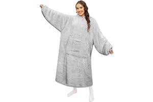 TOMEEK Oversized Long Hoodie for Women Soft Cozy Fleece Hooded Sweatshirt Snuggle Giant Blanket Hoodie Loungewear with Big Pocket for Adults Men Teens One Size