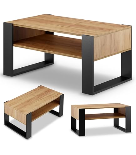 IKEA LJUNGSBRO Salontafel, 104x70 cm, verstelbaar zwart/eikeneffect