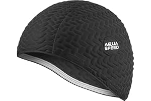 ‎AQUA SPEED Aqua Speed Badekappe | Damen | Bademütze Aqua Fitness | auch für Lange Haare | Latex Bombastic & Tic TOC