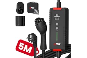 MCEVKELN EV Caricatore Tipo 2 3.6 KW, Cavo Ricarica Auto Elettrica Tipo 2 Schuko con Scatola Commutabile 6-16A, 5M EV Charger Tipo 2 Portatile IEC 62196-2 Stazione Caricabatterie EV
