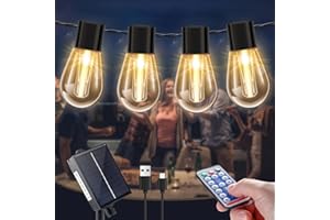 ZEWETO Solarny łańcuch świetlny na zewnątrz, 20 diod LED, 9 m, solarne żarówki zewnętrzne, IP65, odporny na warunki atmosferyczne, 8 trybów, solarny łańcuch świetlny na taras, do ogrodu, na balkon, na Boże