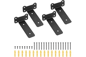 HEOZHUYI 4 Pcs Heavy Duty Floating Shelf Brackets for Shelves L Shaped Support Brackets Wall Mounted, Metal Scaffold Board Shelf L Braces (Black, 5 inch cat Ear Style)