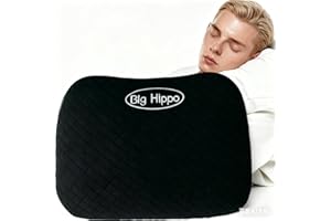 BIG ANT Big Hippo Coussin de voyage en mousse à mémoire de forme avec housse amovible Coussin de camping doux Coussin de sieste confortable pour l'école, le bureau, les voyages, le camping – Noir (1 pièce)
