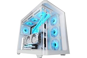 Mars Gaming MC-FUSION, Obudowa Gamingowa ATX, Pełne Okno Boczne i Zakrzywiony Przód z Hartowanego Szkła, PC Miditower Podwójną Komorą, Obsługa Chłodzenia Cieczą, Optymalna Przestrzeń Wewnętrzna, Biały