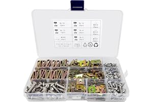 JCRWXP 200 Piezas Clips de Fijación para Coche, Grapas Coche, Tornillos Automotrices y Clips de Tuerca en U para Autos, para Placa de Carrocería de Coche y Moto (1)