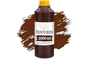 Creative Deco Teinte Bois Brou de Noix 1L | Teinture à Séchage Rapide | Haute Efficacité | Protection de Surface | Vernis Bois Exterieur et Interieur | Non Toxique et à Base d'eau