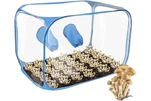 LES-THERESA Still Air Box, Tente de Culture de Champignons, Boîte de Culture de Champignons avec 2 Ports à Bras, Kit de Culture de Champignons Portable Pliable en PVC pour Les Amateurs de Champignons (Bleu)