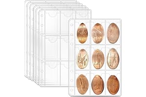 tutata Pressed Penny Album Sleeves, 25 Pack, 9 Pocket, A6 Binder Compatible, Clear Vinyl