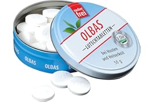 MAKJUNS Olbas - Lutschtabletten zuckerfrei - bei Husten und Heiserkeit - 3 Öle (Pfefferminz, Cajeput, Eukalyptus) - 1x 50 g Dose