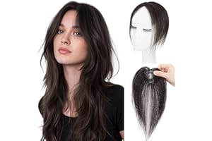 MY-LADY MY LADY Human Hair Fringe Black Clip in Fringe Hairpieces 100% Remy Real Human Curved Bangs with Temples for Women Daily Party Festival #1B Natural Black