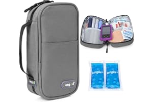 YOUSHARES Estuche Insulina con 2 Bolsa Gel Frio - Nevera Portatil Insulina para Viajes - Estuche Isotérmico Insulina Organizador para Diabéticos(Gris)
