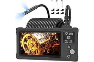 Ennovor Endoscopio Industrial con Schermo Grande da 5”, Endoscopio a Doppia Lente HD 1920P, Telecamera endoscopica con 8+1 LED Regolabili, IP67 Impermeabile Telecamera Ispezione, Cavo Semirigido - 10M