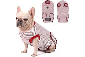 Vanansa Dog Surgery Suits for Small Puppy,Dog Onesie after Surgery,Dog Surgery Recovery Suit Soft Outdoor Wear Cloth,Striped Red,XS