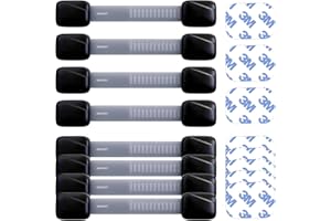 BABYGO® Butoir de porte d'armoire de sécurité bébé (10 serrures + 2 clés + 8 protections d'angle de table bébé) Armoire de sécurité magnétique Sécurité enfant (Noir, Sangle de sécurité)