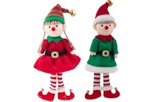 Lamptti Navidad Muñeco Adorno Navidad Lindo, Niño niña Elfo Juguetes Peluche Figuras Felpa Muñeco Colgante, Árbol Navidad Adorno para Colgar Muñeca, niños