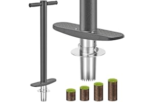 Dolibest Blumenzwiebel Pflanzwerkzeug, 91cm Zwiebelpflanzer Langstiel Tulpen Narzissen Garten Werkzeug 7.6-15cm Tiefe Rasenstopfer Scharfe Verzahnung mit Umgedrehtem Bodenlöserfür für Verdichtete Erde