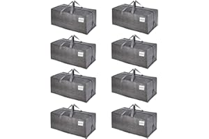VENO Pack de 8 Bolsas de Mudanza, Almacenamiento Extra Grande con Correas de Mochila, Cremalleras y Asas Resistentes, Bolsas de Lavandería para Guardar Ropa y Embalar (Gris,Pack de 8)