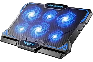 LIANGSTAR Laptop Kühler | Laptop Kühlpads für 12-17 Zoll Notebook | 6 Lüfter mit LEDs | 2200 RPM | Geräuscharme Kühlung | 2 USB Ports | 3 Höheneinstellungen | Cooling Pad Cooler Ständer